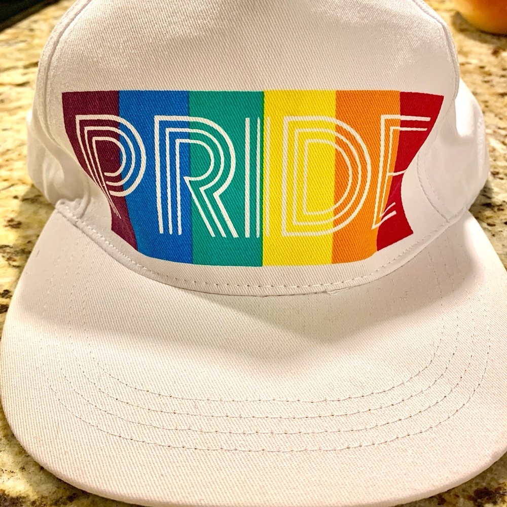 Pride White/Rainbow SnapBack Hat Flat Bill Brim